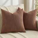 FUTEI Pack of 2 Chenille Throw Pillow Covers 24x24 Inch, Rust | Elegant Shooting Stars Textured Design,Side Hidden Zipper,Machine Washable,Pill-Resistant,Colorfast,Insert Not Included.