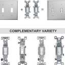 Double Light Switch Cover Metal Wall Plates Toggle Switch Plate Covers 2 Gang Stainless Steel Switch Faceplate, 4-Pack