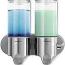 simplehuman Double Wall Mount Shower Pump, 2 x 15 fl. oz. Shampoo and Soap Dispensers, Stainless Steel