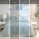 Harbor House Seaside Reversible Cotton Quilt Set Coastal Clam, Starfish, Coral Embroidery, All Season, Pre-Washed Coverlet Bedding Layer, Decorative Pillow, Full/Queen(90"x90") Seafoam 4 Piece