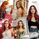 BARSDAR Medium Length Copper Auburn Wig - 18 Inch Wavy Copper Auburn Wigs for Women, Middle Part Natural Soft Wavy Synthetic Shoulder Length Wigs Cosplay Party Halloween Wig