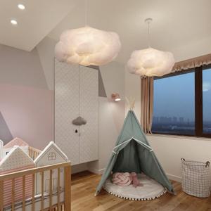 Arturesthome 1-Light Cloud Pendant Lighting,Modern Fluffy Cotton Chandelier Ceiling Light Fixture for Children Girls Kids Living Room White-13.75in (35cm*20cm)