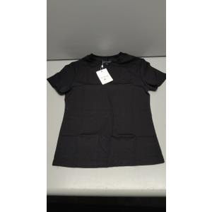 Prettywear Women Cotton Blend T Shirts Crew Neck Short Sleeve Basic Fitted Crop Tops Summer Trendy Cute Tee Black, S