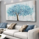 Yuaxker Tree Pictures Wall Decor Blue and Black Wall Art artist Canvas Painting Maximalist Artwork for Living Room Bedroom Dining Room Office Home Decor 24x48inch
