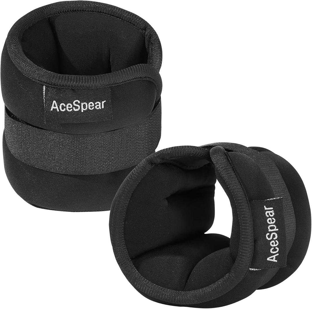 AceSpear Ankle Weights for Men Women Wrist Weights 2 * 1lb 2lbs 3lbs 4lbs 5lbs 6lbs Leg Weights Sandbags Kids Arm Hand Weights for Fitness Walking Running Gym (Black)