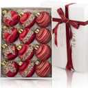 Satin Christmas Balls Ornaments, Silk Christmas Hanging Ball Decorations, 12Pcs 3.15" Luxury Vintage Christmas Tree Decor for Xmas Holiday Wedding Party, Package (RED)