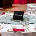 BENBO 1 Piece Mini Chalkboard Sign, Small Acrylic Black Chalkboard Buffet Tag Food Label Sign Lean-Back Message Board Sign Tabletop Blackboard for Weddings Birthday Parties Food, 4 x 3 Inches