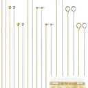 FIVEIZERO 900 PCS Eye Pins and Flat Head Pins for Jewelry Making, Metal Eyepins, Headpins & Ball Head Pins for DIY Earrings, Necklaces, Bracelets, Pendants, 1.2", 1.6", 2", Gold & Silver