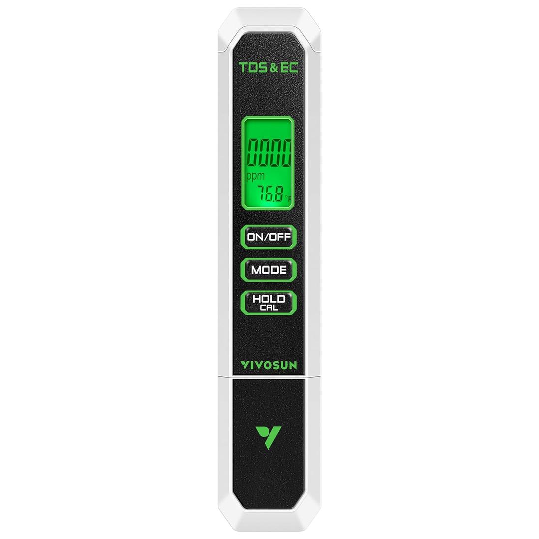 VIVOSUN TDS Meter, 3 in 1 TDS, EC & Temperature Meter, Accurate Digital Water Quality Tester for Drinking Water, Aquarium, Hydroponics, RO/DI System, Swimming Pool, White