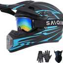 SanQing Youth Kids Motorcycle ATV Full Face Helmet DOT Approved | Ages 8-16 Dirt Bike Helmet for Motocross Off-Road 4-Wheeler UTV BMX Go Kart with Gloves, Goggles,Mask, Quick-Release Buckle, Small