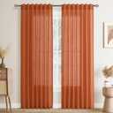 Joywell Burnt Orange Back Tab Rod Pocket Linen Curtains 84 Inches Long 2 Panels for Living Room Bedroom Neutral Boho Farmhouse Rustic Light Filtering Semi Sheer Curtains Window Treatment 40x84