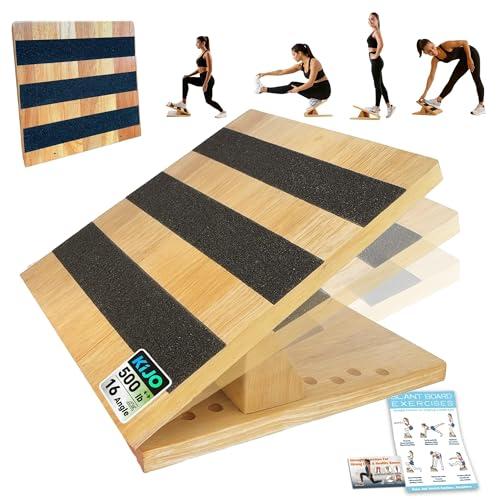16-Level Adjustable Wooden Slant Board for Squats – 550 lbs Heavy Duty Squat Wedge for Weightlifting & Ankle Mobility – Incline Board for Calf Raises & Leg Day Training