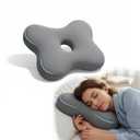 Pozico Piercing Pillow with Hole  Butterfly Shape Side Sleeper Pillow for Ear Pain Relief, CNH, Surgery Recovery  Adjustable Filling, Ergonomic Support & Washable Cover (Grey)