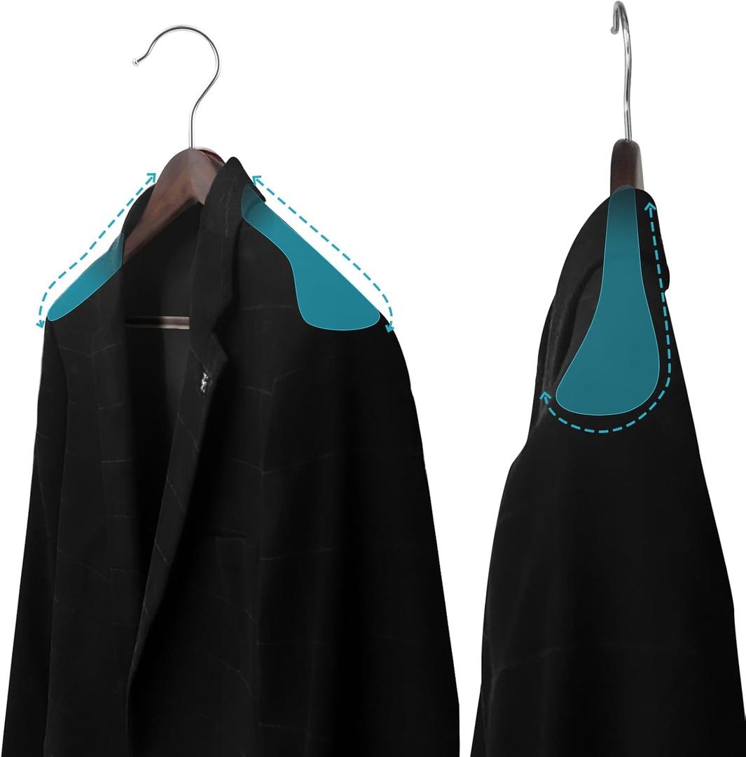 ABHENG Wooden Coat Hangers, Set of 4 Suit Hangers, 360° Rotating Hook for Jackets, Shirts, Suits, Coats, 44 x 5.5 x 23 cm (L x W x H), Dark Walnut AWY0406H