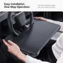 YONZEE 2-in-1 Car Steering Wheel Desk Tray & Car Seat Gap Filler Organizer – Foldable Carbon Fiber Look Table for Laptop, Eating Food, Writing – for Standard Round Steering Wheels