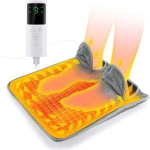 Electric Heated Foot Warmer for Men and Women, Heating Pad for Feet Electric Feet Warmer with LCD Display & 9 Temperature Setting, Heated Mat for Foot, Back, Lumbar and Full Body (15.8x15.6)