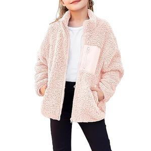 Arshiner Girls Fall Jacket Winter Fleece Sherpa Fuzzy Zip Up Christmas Coat Pink size 120