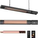 Ceiling Electric Outdoor Heater Wifi Control Wall-Mounted Hanging Patio 1500W Infrared 9 Heat Levels, 24H Timers, Carbon Fiber Tube Heating Wall Heater for Gazebo, Balcony (Rose Gold Quartz Glass)