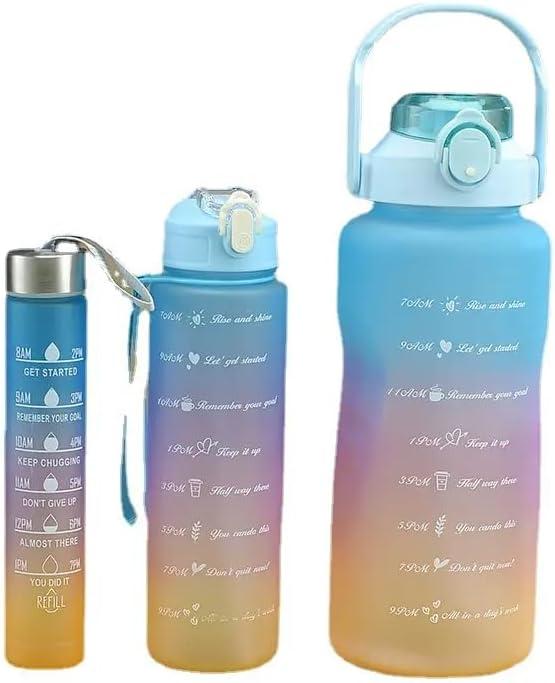 Motivational Water Bottle Set, 3 Pieces, 68/30/9 oz Capacity, Reusable Sports Bottles
