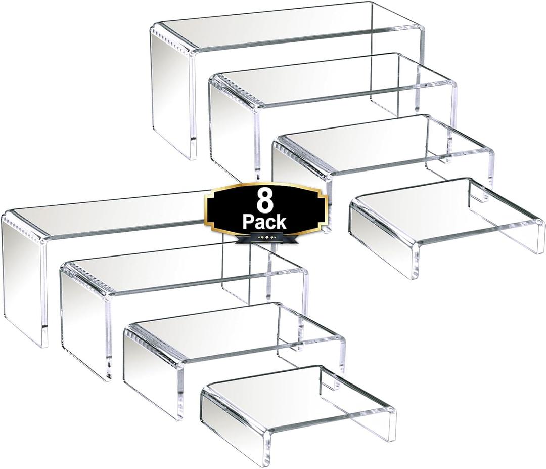 Clear Acrylic Display Stands - Multi-Level Risers for Party Food Display, Retail & Home Decor, 8 Pcs Display Riser Standsacrylic stands for dessert table