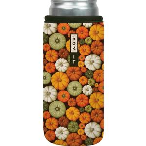 Sok It CanSok Sleeve for Beer & Soda Insulated Neoprene Cover (Pumpkin Spice, 12oz Slim Can Sleeve)