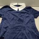 Allegra K Women's Short Sleeve Halloween Dresses Peter Pan Collar Casual Flare Skater Mini Vintage Dress 2025 (Large, Blue)