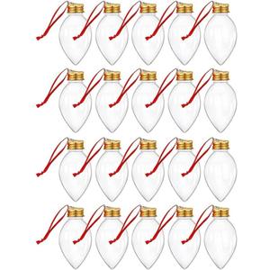Vbsqic Clear Christmas Decoration Bottles 20pcs Fillable Ornament Christmas Candy Boxes Christmas Tree Hanging Ornaments Table Decoration (24*45*82mm)