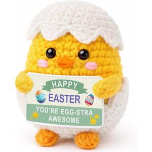 Easter Basket Stuffers for Teens Kids, Easter Gifts Crochet Spring Egg & Chick Plush, Jesus Christian Non Candy Egg Fillers Toy for Boys & Girls 8-12, 6-8, Tweens 10-12 Year Old