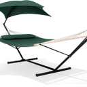 SUNCREAT Portable Outdoor Hammock with Stand, Canopy, Dark Green