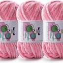 3 Skeins Velvet Chunky Yarn, Chenille Yarn for Crocheting and Hand Knitting, Blanket Yarns for Making Scarves and Knitting Projects - Amigurumi Crochet Yarn (33.5oz, 387.5yds) (Cherry Blossom Pink)