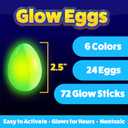 PartySticks 24 Easter Glow Eggs & 72 Mini Glow Sticks 96pcs Total, Glow-in-The-Dark Kids Teens Adults Easter Basket Stuffers Fillers Gift, Egg Hunt Game Bulk Party Favors, Boys Girls Classroom Prizes