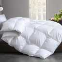 Cosybay Queen Size Feather Down Fiber Comforter - Ultra Fluffy 100% Cotton Duvet Insert, All Season Hotel Luxury Bedding with Corner Tabs, 90"x90" White (White/All Season)
