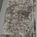 Washable Area Rug 5'x7' Low Pile Entryway Non Slip Floral Print Stain Resistant Ultra-Thin for Living Room Bedroom Dining Room, (Black/Grey)