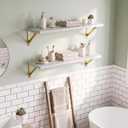Dreamland Wall Mounted Floating Shelves Set of 2, 24x8, White&Gold