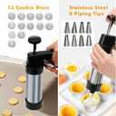 Stainless Steel Cookies Press, Cookies Press for Baking,Cookie Press Gun Kit with 13 Cookie Discs and 8 Piping Tips for DIY cake Maker Decorating Baking Supplies