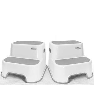 [New Version] Wider Dual Height 2 Step Stool for Kids | Toddler's Stool for Potty Training and Use in The Bathroom or Kitchen | BPA-Free Strong Soft-Grip Steps for Comfort and Safety (2 Pack, Greige) (2 Count (Pack of 1))