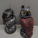 Hausse 2 Pack Bird Scarecrow Fake Owl Decoy Sculpture, Rotating Head Plastic Owl Bird Deterrents, 10.6 Inch Height Nature Enemy Horned Pest Repellent for Outdoor Garden Yard (Black)