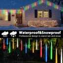 Joomer Christmas Lights Outdoor, 11.8 inch 10 Tubes 240 LED Meteor Shower Lights, LED Snow Falling Icicle Cascading Light with Timer Waterproof and Connectable for Christmas Decoration (Multicolor) (1PACK)