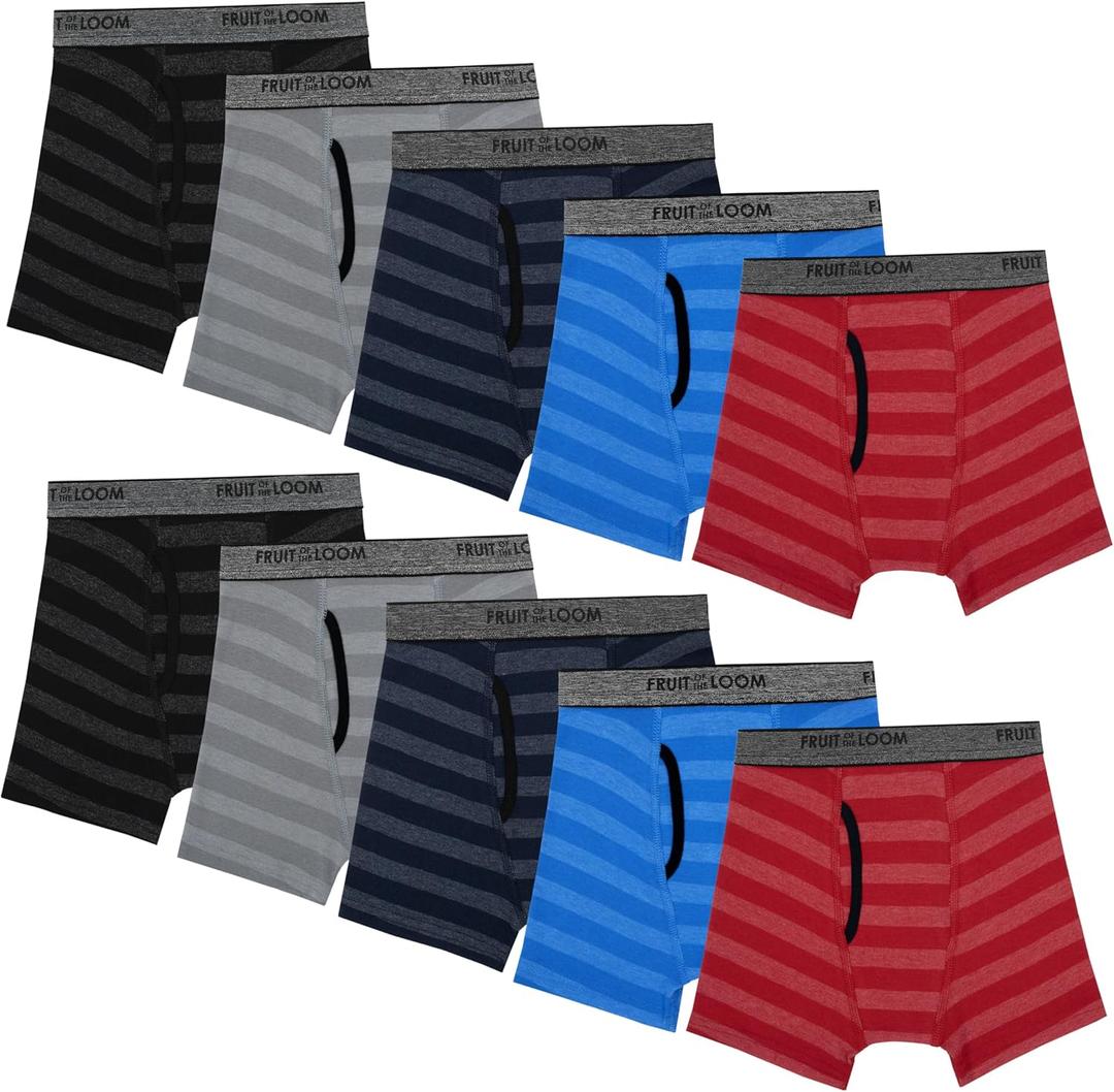 Fruit of the Loom boys And Toddler Boxer Briefs, Tag Free & Breathable Underwear, Assorted Color Multipacks, Size Medium