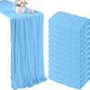 12 Pack Baby Blue Cheesecloth Table Runner 35x120 Inch Gauze Rustic Boho Table Runner 10FT Cheese Cloth for Spring Wedding Decor Birthday Party Bridal Baby Shower Table Decoration