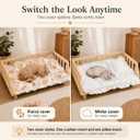 Elevated Wooden Bed for Small Dogs & Cats, 2 Mattress Covers, 30x20 inch