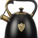 Tea Kettle -2.9 Quart Tea Kettles Stovetop Whistling Teapot Stainless Steel Tea Pots for Stove Top Whistle Tea Pot Black