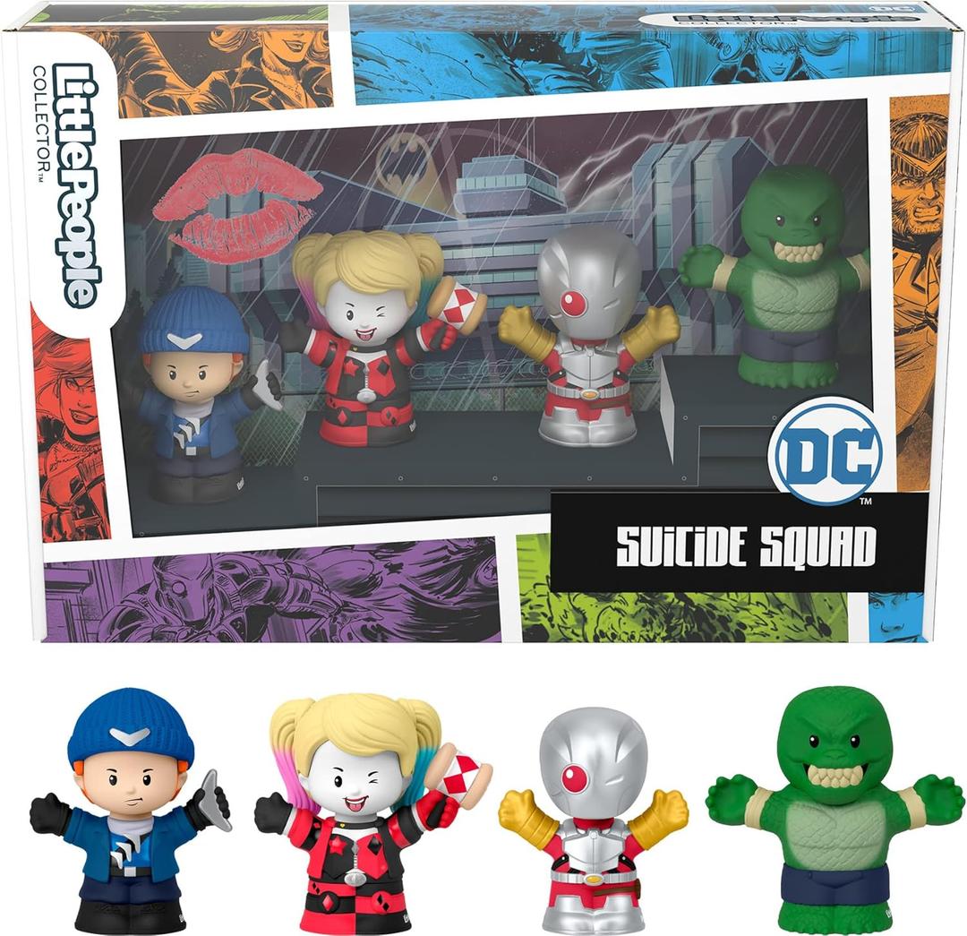 Little People Collector DC Suicide Squad Special Edition Set for Adults & Fans, 4 Figures in Display Package
