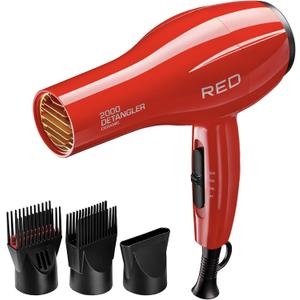 Kiss Products Red Detangler Dryer Plus 3 Attachments, 1.75 Pound