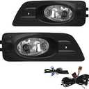 Driving Fog Lights Lamps Replacement for Honda Accord Sedan 4 Door 2006 2007 with H11 12V 55W Halogen Bulbs & Switch and Wiring Kit (Clear Lens)