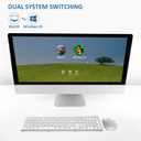 Wireless Keyboard and Mouse Combo, GALENMORO Ergonomic USB Full Size Silent Keyboard with Number pad for Windows macOS Computer Desktop PC Laptop - Silver White