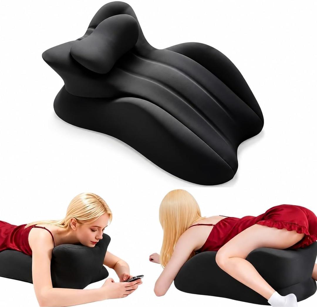 Intimacy Couples Pillow, 27 Ergonomic Memory Foam Wedge Pillow-Reading Reclining Positioning Support,Contoured Waist Neck Back Support Bed Rest-Removable Cover, 22.8 X 15 X 9 Inches