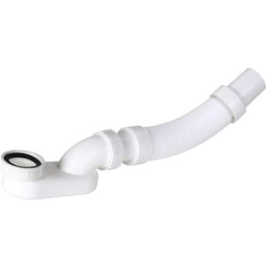 Flexible Freestanding Tub Drain Kit - Low Profile Flat P Trap for Bathtub Shower Drain Pipe - 1 1/2 inch Diameter