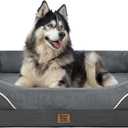 Washable Orthopedic Large Dog Bed - Dog Beds Large Sized Dogs with Removable Cover Waterproof Pet Bed with Bolster for Extra Large Pet (Dark Grey)