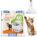 Thereye Cat Litter Bags, 60 Counts Drawstring Replaceable Litter Box Liners for SC06/SC07/SC08 Automatic Cat Litter Box, Thick Heavy-Duty, Large-Capacity, 26"x 11.8"